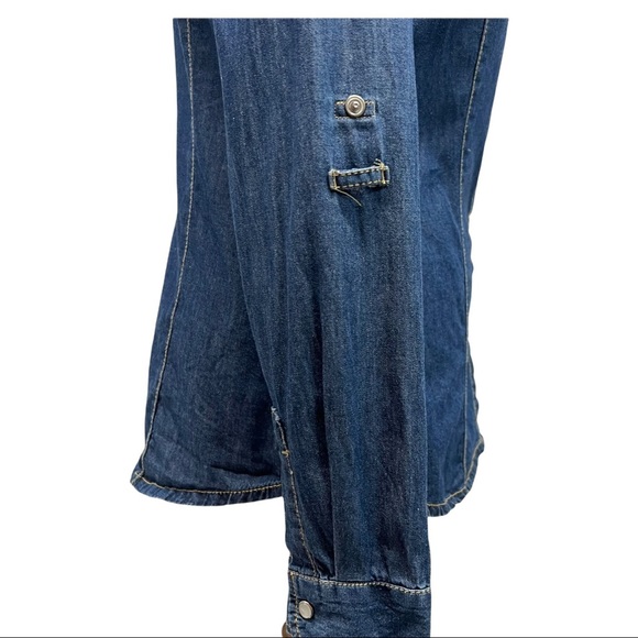 Strativarious ASOS Chambray Denim Pearl Snap Button Front Shirt - Picture 7 of 13